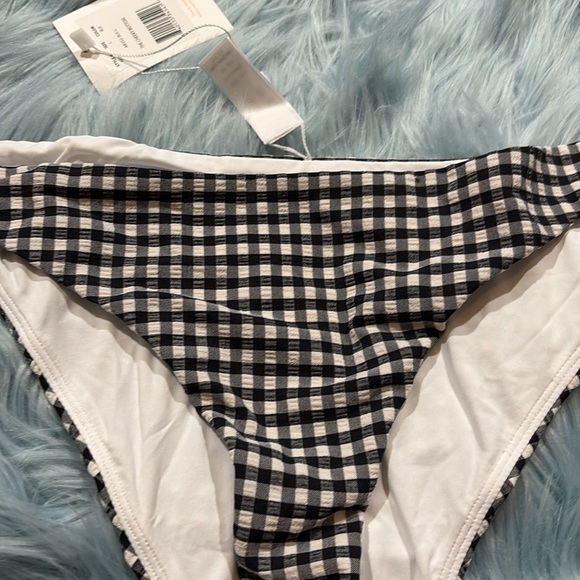 NWT Andie Swimwear The Cheeky Bikini Bottom in White Black Gingham Print Sz L - Picture 4 of 12